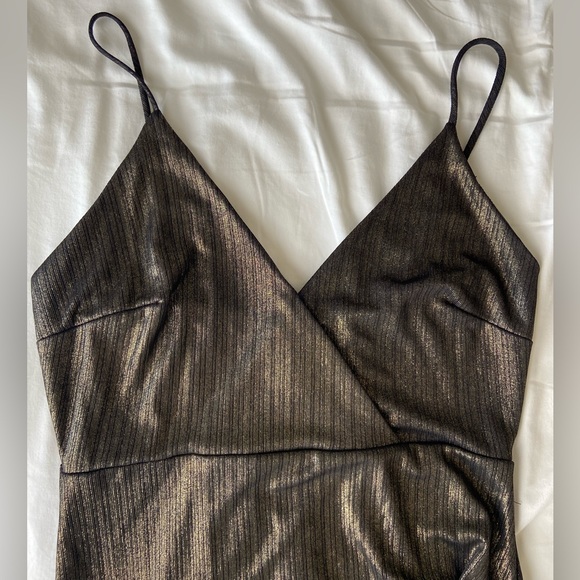 Fashion Nova Shimmer Gold Mini Dress - Size Medium - Picture 6 of 8